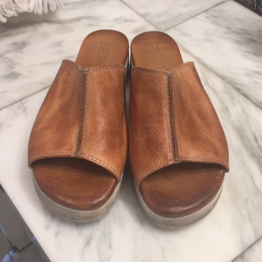 Bed Stu Tan Leather platform Sandals
